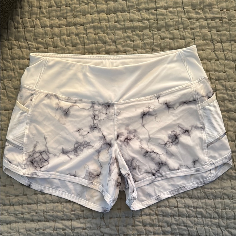 Women's White Marble Shorts